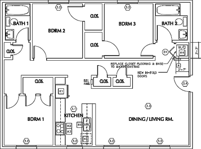 Unit A1 - Three Bedroom / Two Bath