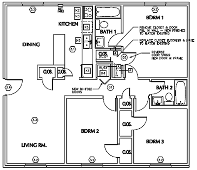 Unit D - Three Bedroom / Two Bath